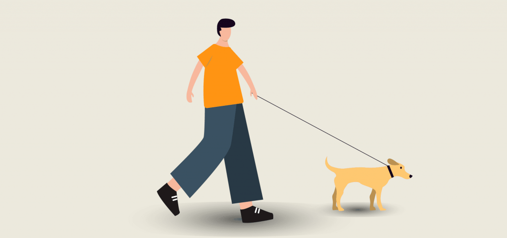 Ejemplo persona paseando a un perro. Entender qué mueve cotizaciones mercados